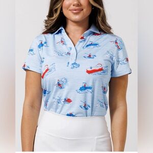 NWT $68 Women’s Waggle Lake Life Short Sleeve Polo Golf Shirt Size Large